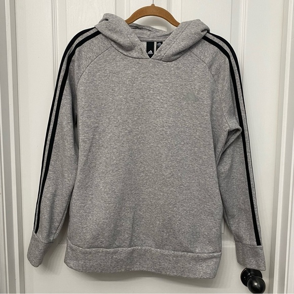 adidas Tops - Adidas 3-Stripe Hoodie Gray Large